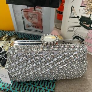 ✨Elegant Silver Crystal Bling Clutch ✨NWT